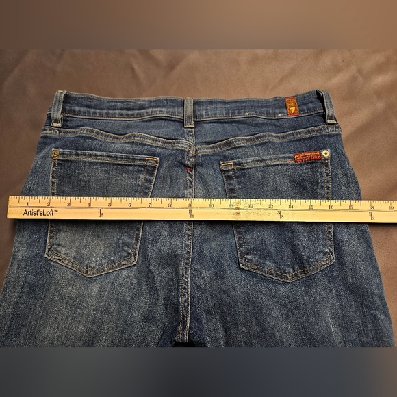 7 For All Mankind Jeans Size 31 Blair The High Waist Ankle Skinny Blue Raw Hem - Picture 3 of 7